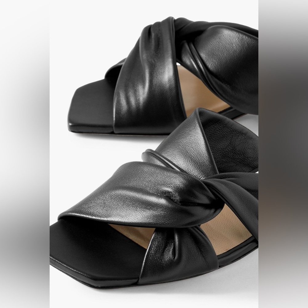 NWOT Jimmy Choo Narisa Knotted Leather Sandals in Black Size 7.5